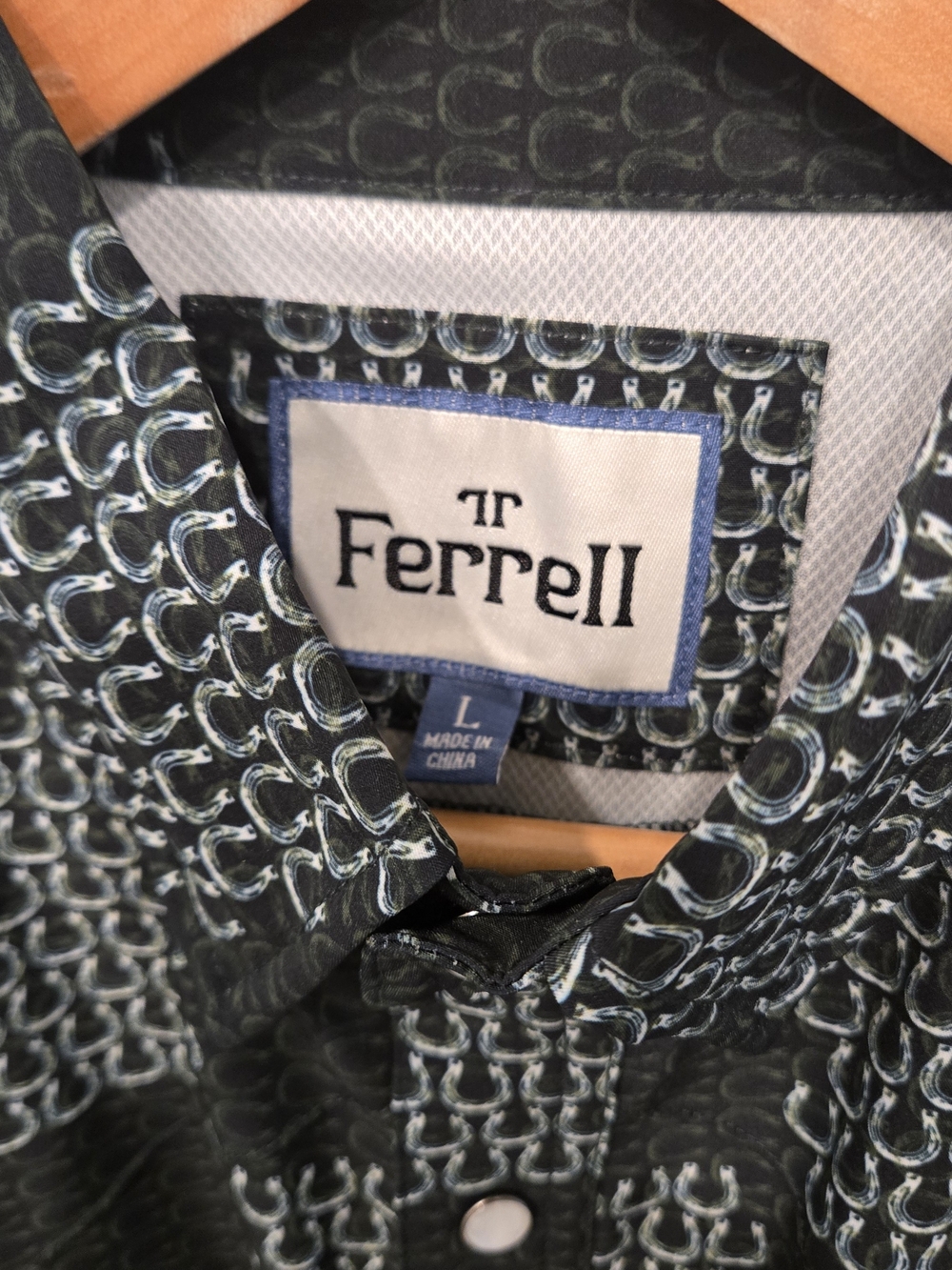 Ferrell Men’s Black Patterned Button-Up Shirt